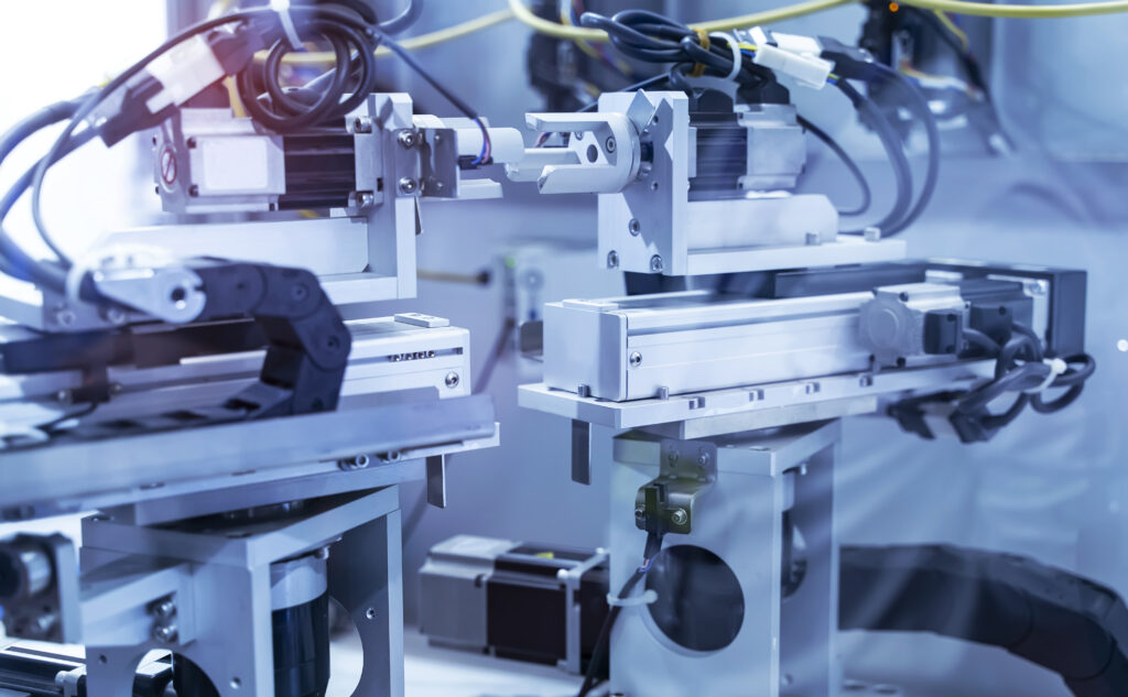 High-precision linear motor utilizing NdFeB magnets in an automated industrial robotic system.